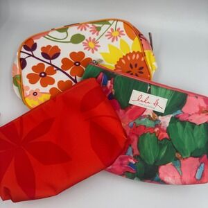 Clinique Makeup Bag Bundle Multicolor Floral Lulu Cosmetic‎ Pouches 3pc